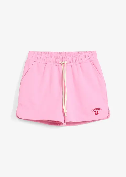 Sweat-Shorts aus reiner Bio-Baumwolle in rosa von vorne - bonprix