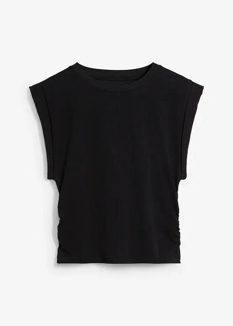 Shirt aus reiner Baumwolle in schwarz von vorne - bonprix
