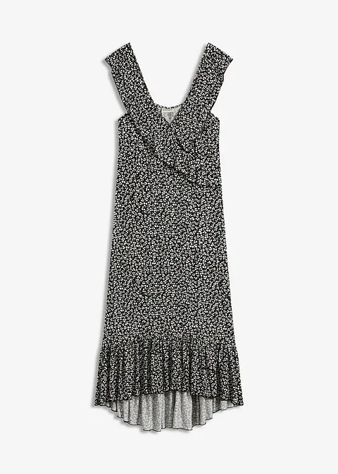 Jerseykleid mit Volants in schwarz von vorne - bonprix