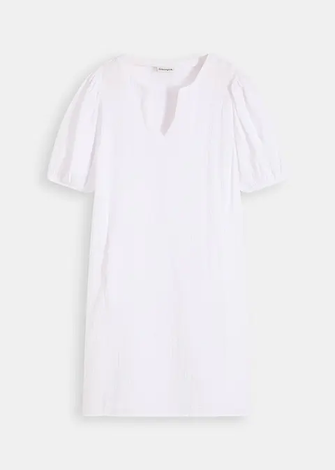 Kurzes Kleid aus Musselin in weiß von vorne - bonprix