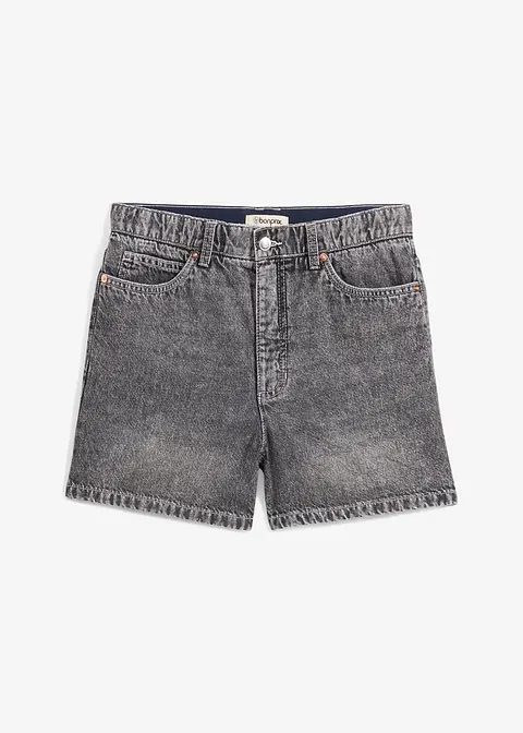 Jeans-Shorts High Waist, Low Stretch in schwarz von vorne - bonprix