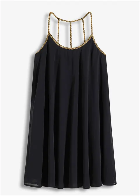Chiffonkleid mit Rückendetail in schwarz von vorne - bonprix