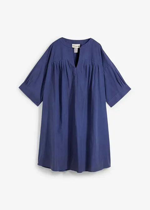 Kaftan-Kleid aus reiner Bio-Baumwolle in blau von vorne - bonprix
