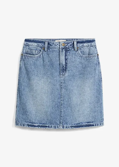 Jeansrock Mid Waist, Low Stretch in blau von vorne - bonprix