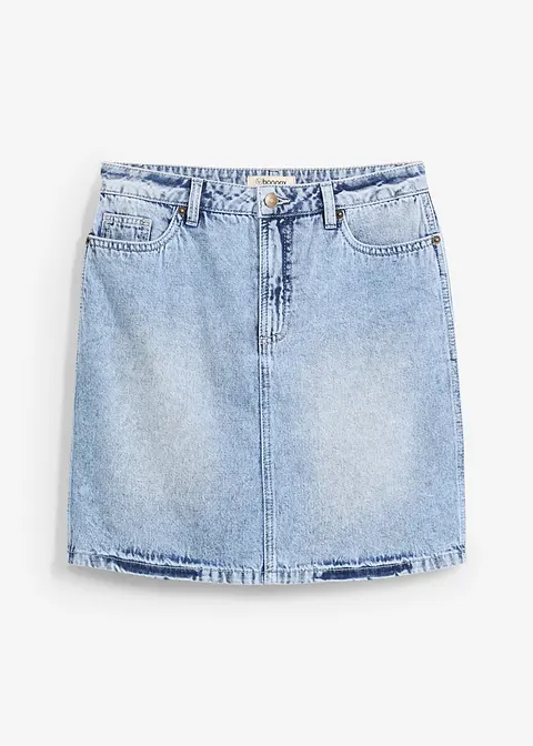 Jeansrock Mid Waist, Low Stretch in blau von vorne - bonprix