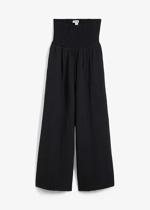 Palazzo-Hose aus Musselin in schwarz von vorne - bonprix