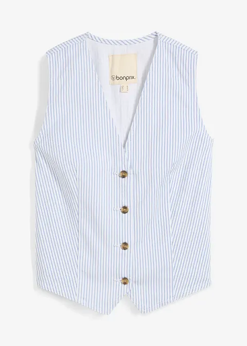 Jeansweste, gestreift in weiß von vorne - bonprix