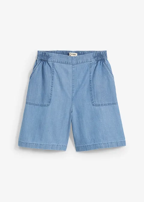 Schlupf-Shorts mit kühlendem Leinenanteil in blau von vorne - bonprix