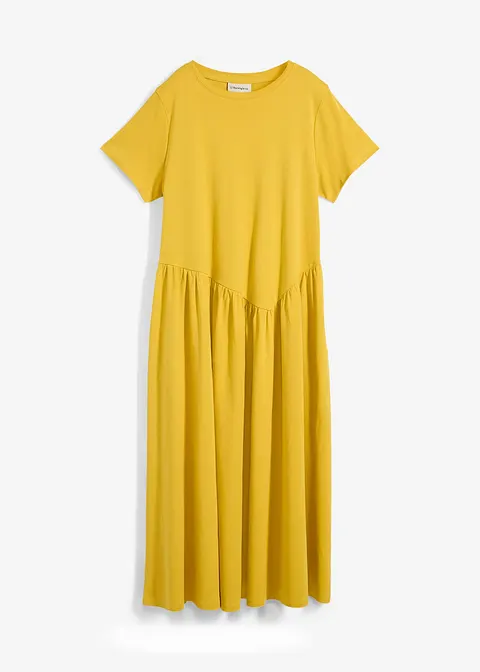 Jersey-Kleid aus reiner Bio-Baumwolle in gelb von vorne - bonprix