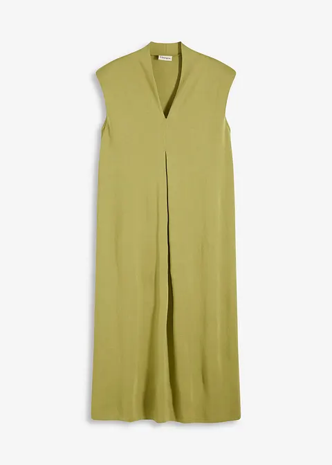 Jerseykleid aus Viskose- Pique mit Schulterpolster in grün von vorne - bonprix
