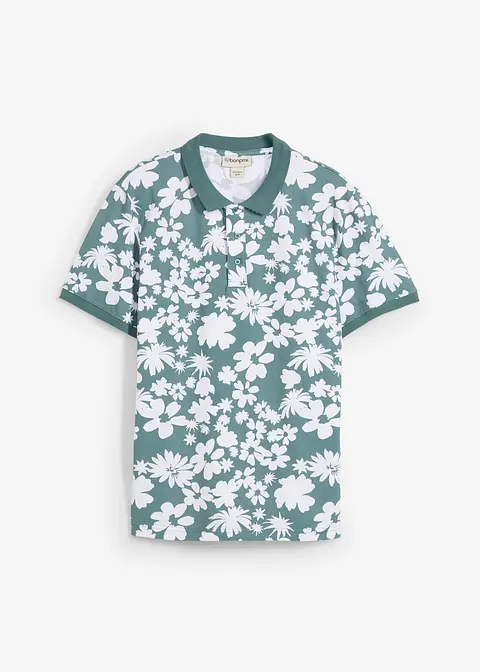 Piqué-Poloshirt aus reiner Bio-Baumwolle in grün von vorne - bonprix
