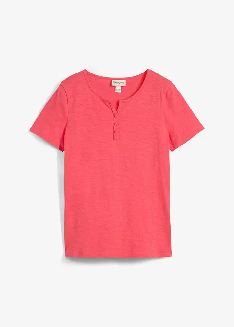 Henleyshirt aus reiner Bio-Baumwolle in pink von vorne - bonprix