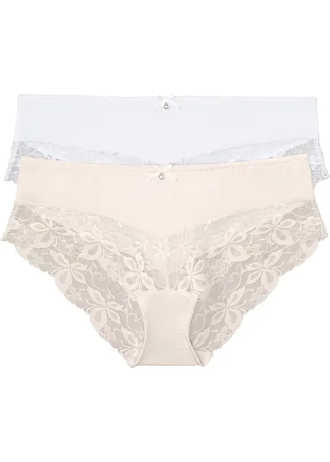 Panty (2er Pack) in weiß von vorne - bonprix
