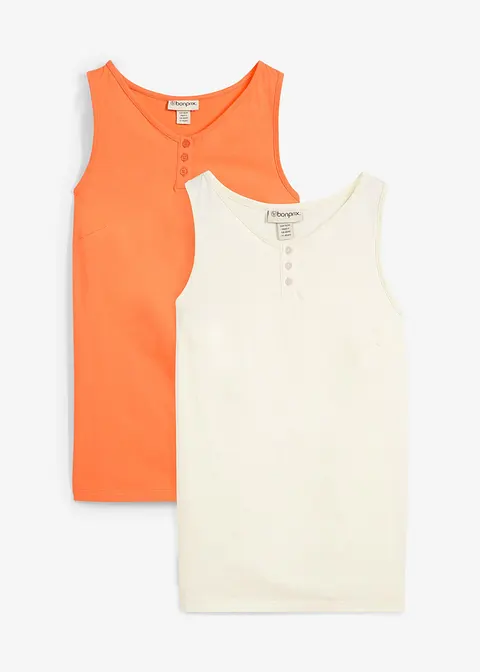 Top aus reiner Bio-Baumwolle (2er Pack) in orange von vorne - bonprix