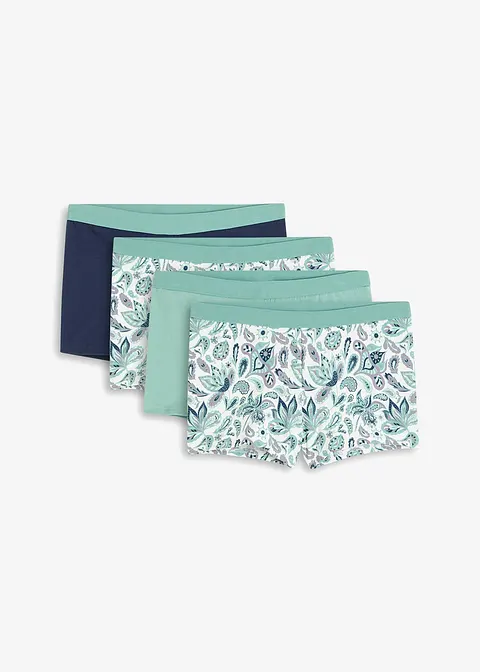 Damen Boxer mit Bio-Baumwolle (4er Pack) in blau von vorne - bonprix