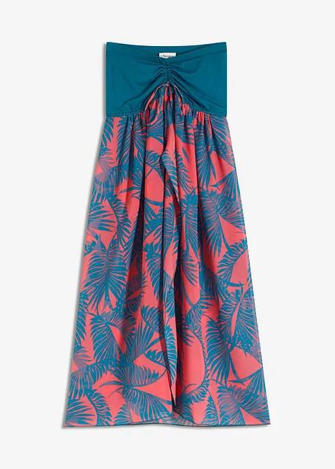 Chiffon Strand Bandeau-Kleid in petrol von vorne - bonprix