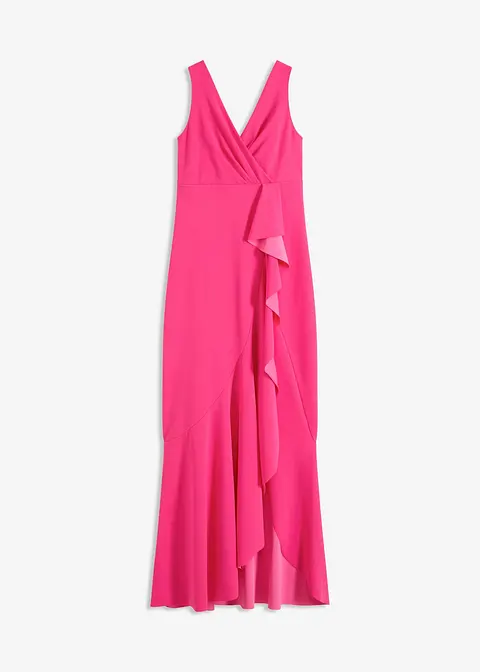 Maxikleid aus strukturiertem Crepe in pink von vorne - bonprix