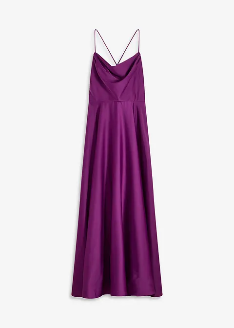 Trägerkleid aus strukturiertem Satin in lila von vorne - bonprix
