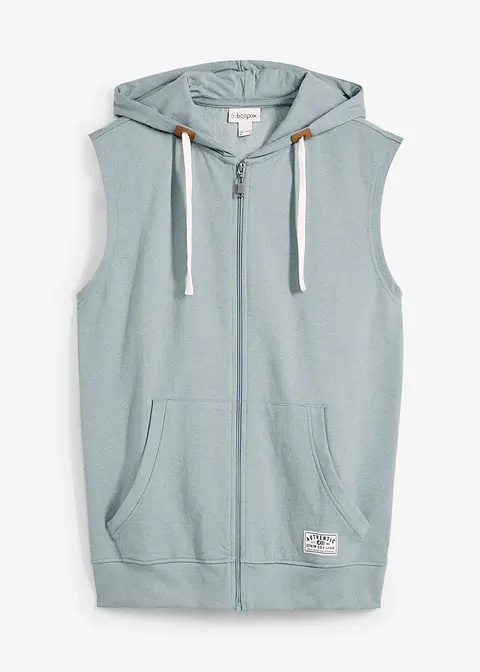 Kapuzen-Sweatweste aus weichem Baumwoll-Mix in grau von vorne - bonprix