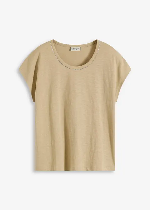 Shirt in Leinenoptik in grün von vorne - bonprix