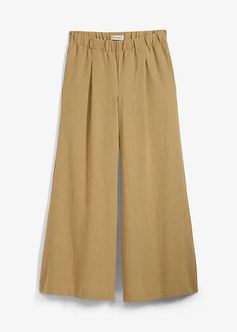 Palazzo-Hose mit Bundfalten in braun von vorne - bonprix