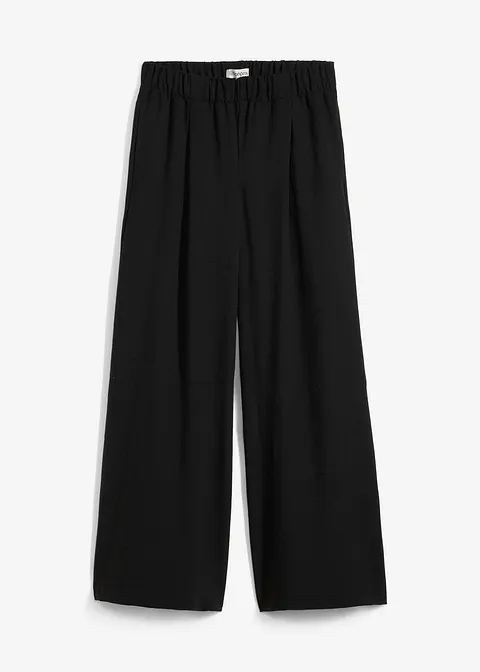 Palazzo-Hose mit Bundfalten in schwarz von vorne - bonprix