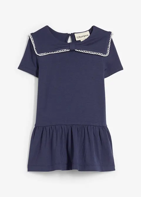Jerseykleid aus fließender Viskose in blau von vorne - bonprix