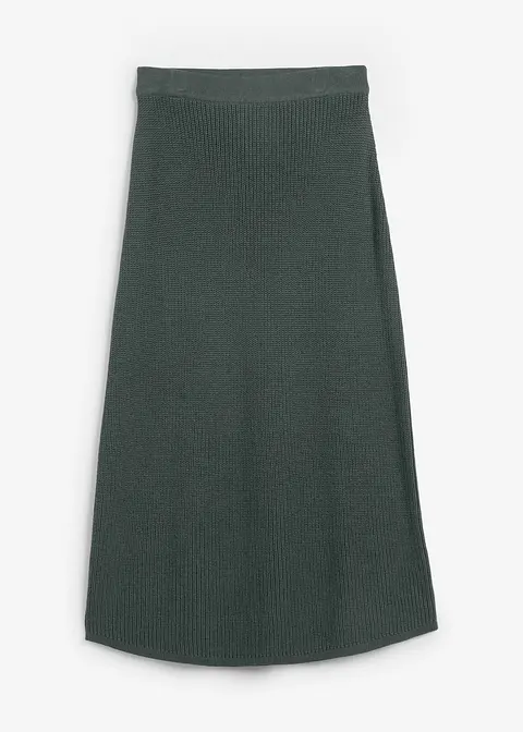 Strickrock, leicht ausgestellt in grün von vorne - bonprix