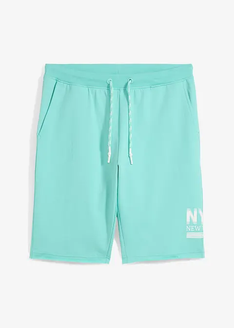 Sweat-Bermuda mit offenen Kanten in grün von vorne - bonprix