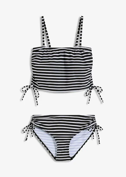Bandeau-Bikini mit abnehmbaren Trägern (2-tlg.Set) in schwarz von vorne - bonprix