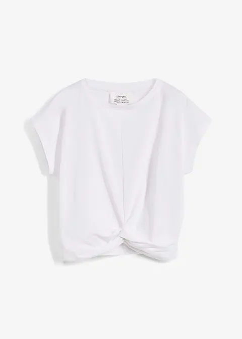 Kurzes T-Shirt aus reiner Bio-Baumwolle in weiß von vorne - bonprix