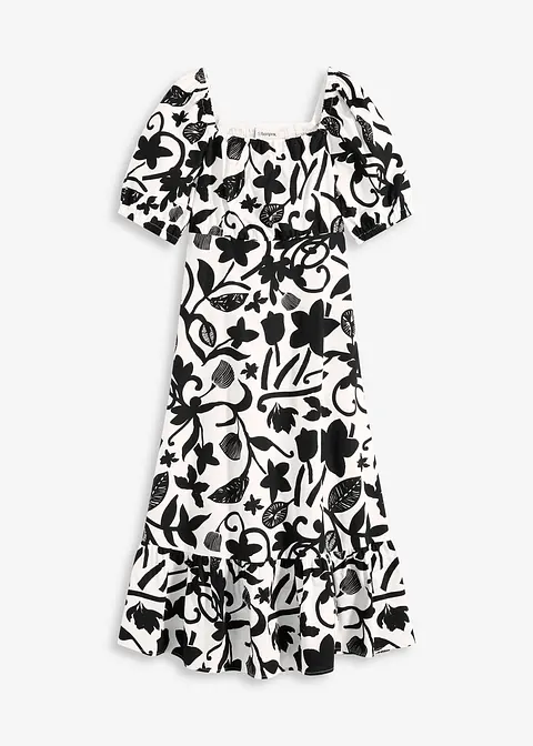 Midikleid aus reiner Bio-Baumwolle in schwarz von vorne - bonprix