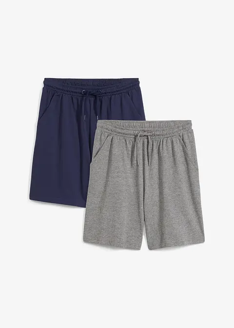 Leichte Jersey-Shorts (2er Pack) in blau von vorne - bonprix