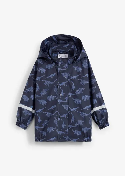Wasserdichte Regenjacke mit Kapuze in blau von vorne - bonprix