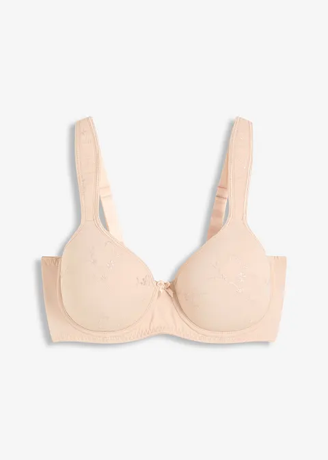 Schalen BH mit bestickten Cups in beige von vorne - bonprix