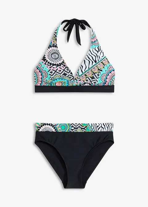 Neckholder Bikini (2-tlg.Set) aus recyceltem Polyamid in schwarz von vorne - bonprix