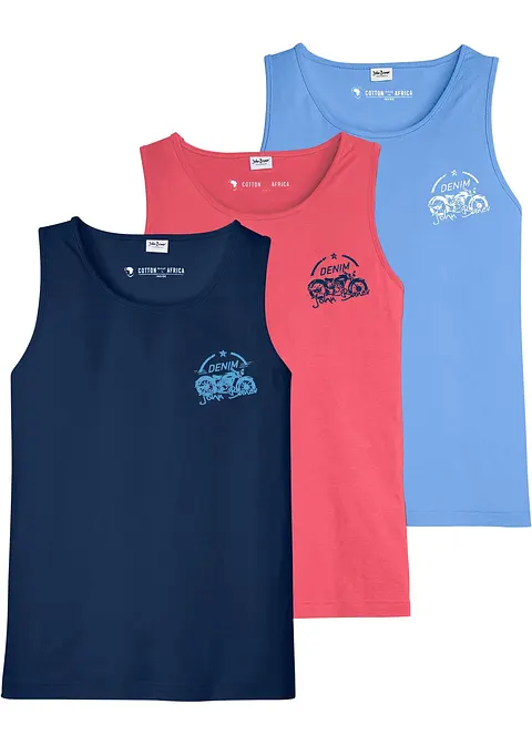 Tanktop (3er Pack) in blau von vorne - bonprix