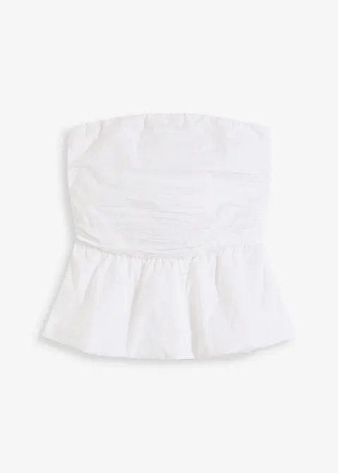 Ärmellose Bluse mit Ballon-Saum in weiß von vorne - bonprix