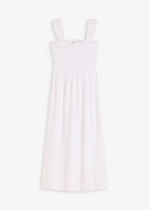 Jerseykleid mit Smok-Detail in weiß von vorne - bonprix