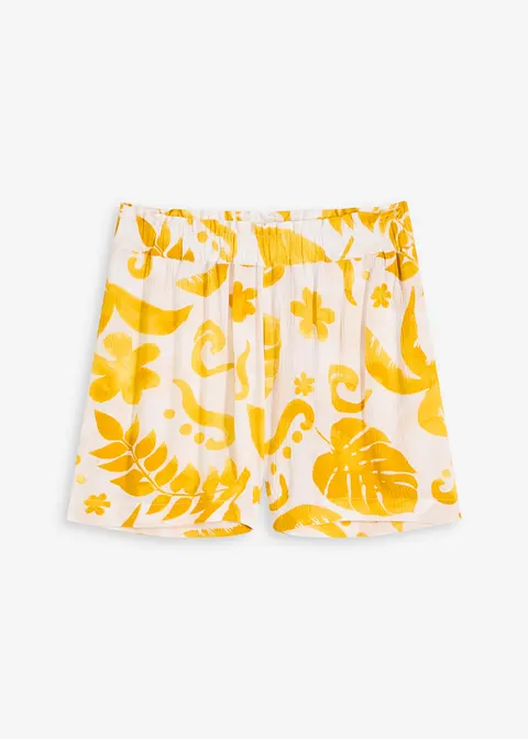 bedruckte Shorts aus strukturierter Viskose in weiß von vorne - bonprix