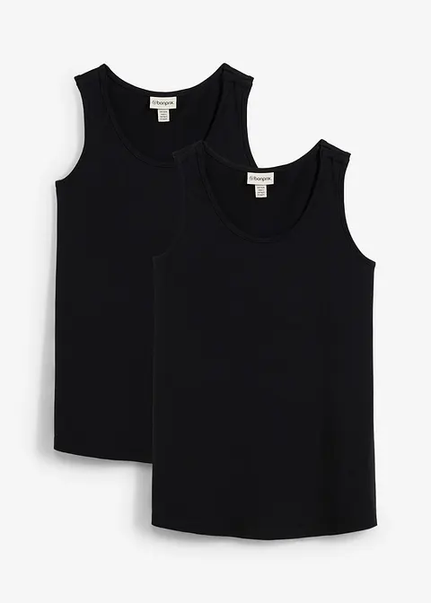 Umstands- und Stilltops aus Baumwolle (2er Pack) in schwarz von vorne - bonprix