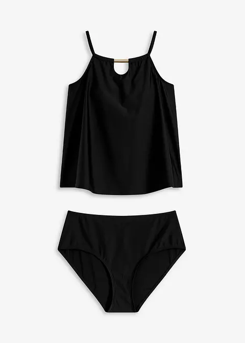 Tankini (2-tlg.Set) mit Cut-Out am Ausschnitt in schwarz von vorne - bonprix