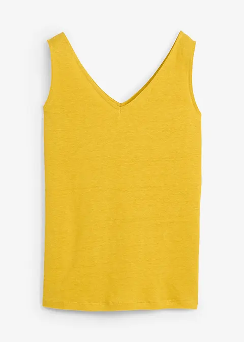 Leinen-Tanktop in gelb von vorne - bonprix