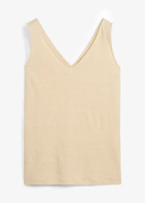 Tanktop aus Leinen in beige von vorne - bonprix