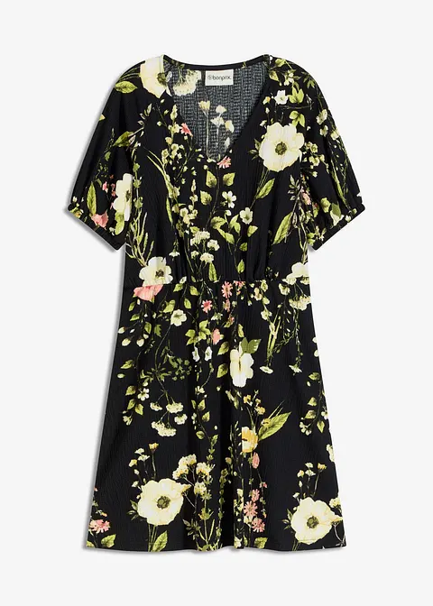 Kleid mit Puffärmeln in schwarz von vorne - bonprix