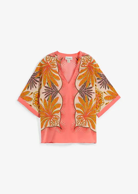 Tunikabluse aus feinem Seiden-Mix in pink von vorne - bonprix