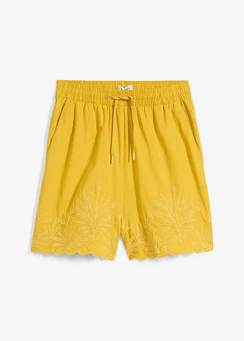 Shorts mit Seidenanteil in gelb von vorne - bonprix