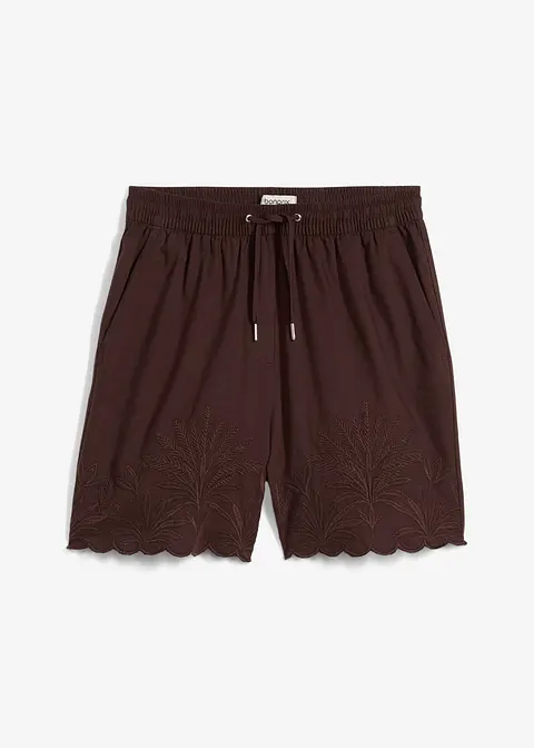 Shorts mit Seidenanteil in braun von vorne - bonprix