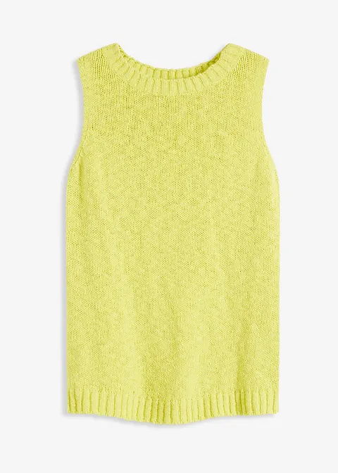 Stricktop aus Baumwolle mit Noppenstruktur in gelb von vorne - bonprix