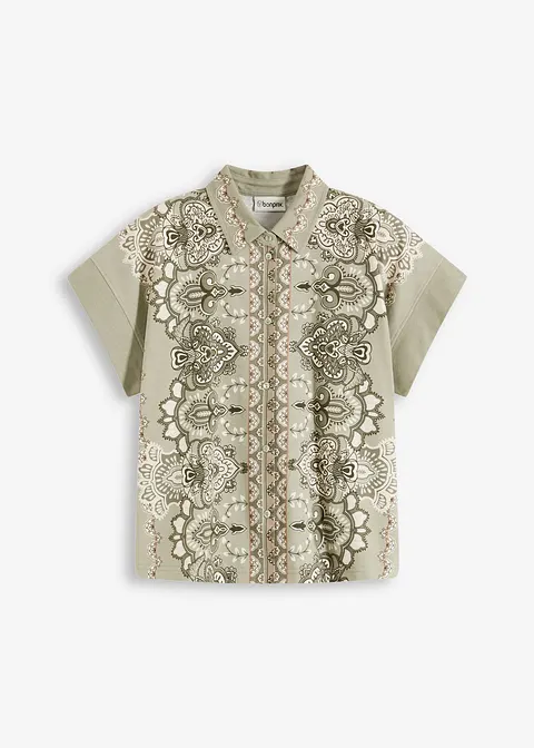 Shirtbluse mit Paisleydruck in beige von vorne - bonprix
